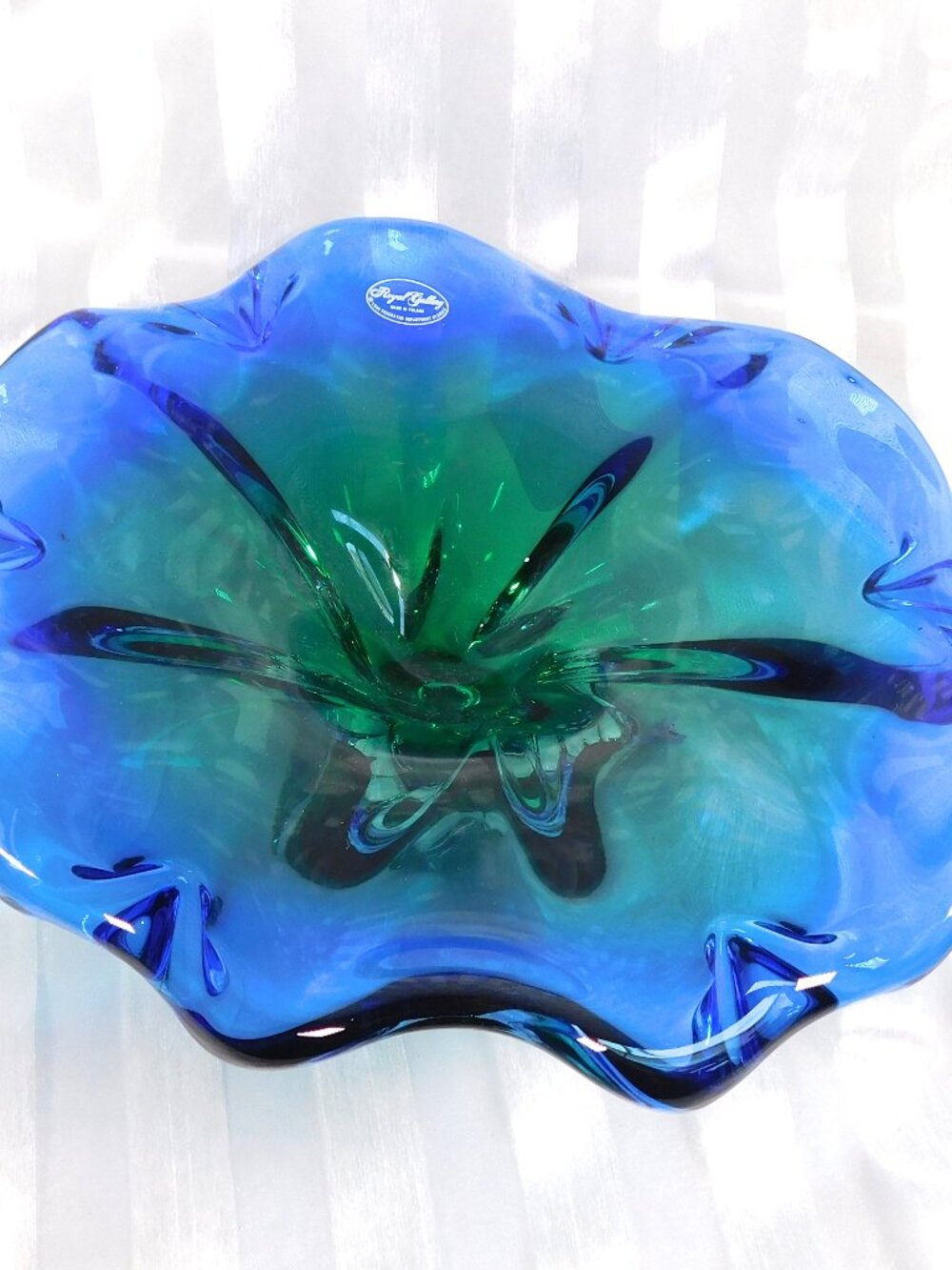 Royal Gallery Blue and Green Art Glass Bowl # 26579